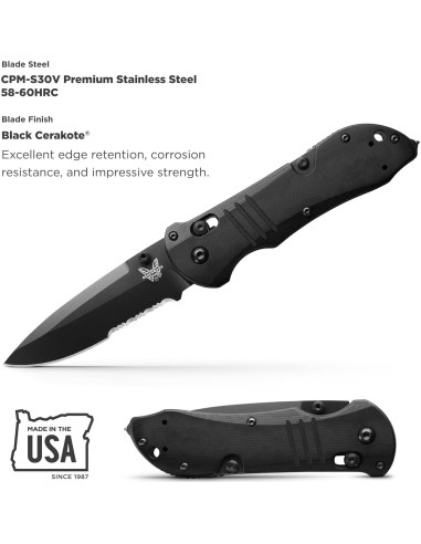 Cuchillo Táctico Benchmade 917SBK con Gancho de Rescate
