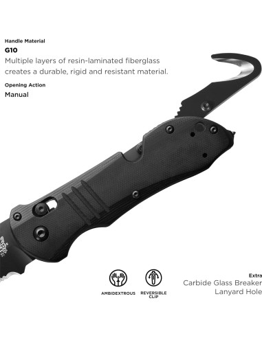 Cuchillo Táctico Benchmade 917SBK con Gancho de Rescate