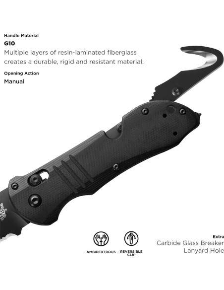 Cuchillo Táctico Benchmade 917SBK con Gancho de Rescate