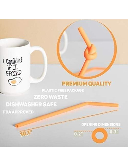 15 Pajitas de Silicona Reutilizables Juju World para Tumblers 20-30 oz
