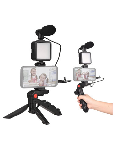 Kit de Vlog Andoer Mini Luz LED + Micrófono + Trípode