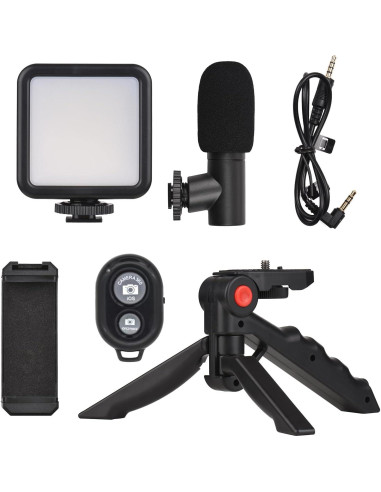 Kit de Vlog Andoer Mini Luz LED + Micrófono + Trípode