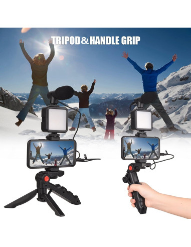 Kit de Vlog Andoer Mini Luz LED + Micrófono + Trípode