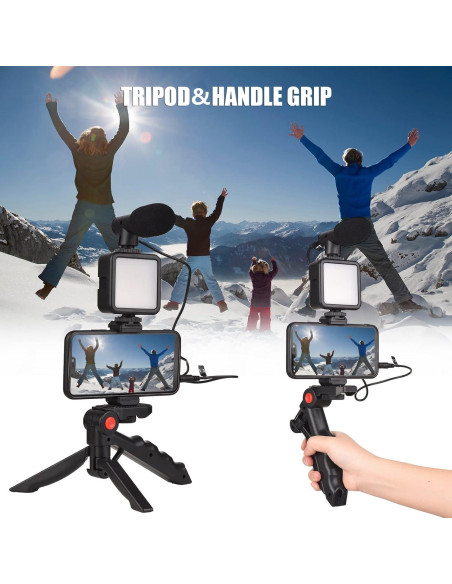 Kit de Vlog Andoer Mini Luz LED + Micrófono + Trípode