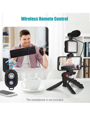 Kit de Vlog Andoer Mini Luz LED + Micrófono + Trípode