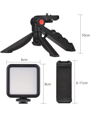 Kit de Vlog Andoer Mini Luz LED + Micrófono + Trípode