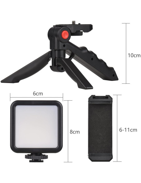 Kit de Vlog Andoer Mini Luz LED + Micrófono + Trípode