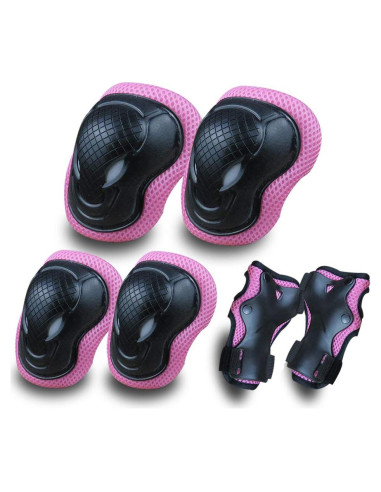 Kit de Protección para Niños GEQID - Rodilleras y Muñequera Rosa