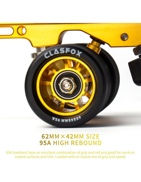 Ruedas de Patines CLAS FOX TY 62mm 95A PU Negro (Juego de 8)