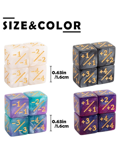 48 Piezas Contadores de Dados MTG ORUNI con Bolsa de Terciopelo