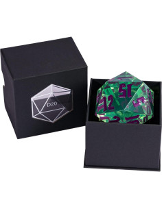 Dado D20 Gigante 55mm Poludie Verde Transparente RPG 2