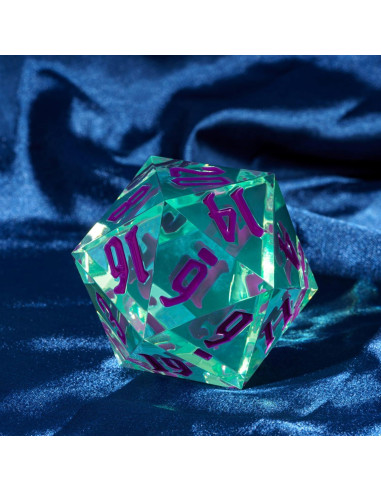 Dado D20 Gigante 55mm Poludie Verde Transparente RPG