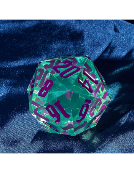 Dado D20 Gigante 55mm Poludie Verde Transparente RPG Dado D20 Gigante 55mm Poludie Verde Transparente RPG