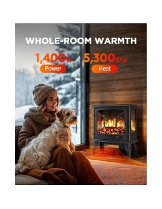 Calefactor Eléctrico Silonn SLELF01B-24, Chimenea 60 cm 2