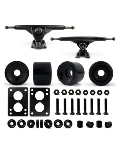 Longboard VJ 70mm Ruedas y Camiones 17.78cm Negro