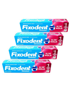 Adhesivo para Dentaduras Fixodent Menta 4 Piezas 68g