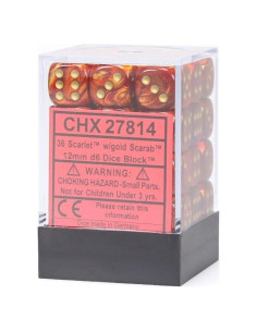 Juego de Dados D6 Chessex 36 Piezas Escarabajo Escarlata