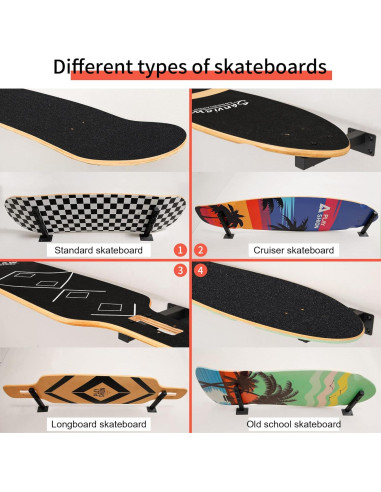 Soporte de Pared para Skateboard MIUONO 4 Estantes Flotantes