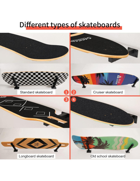 Soporte de Pared para Skateboard MIUONO 4 Estantes Flotantes