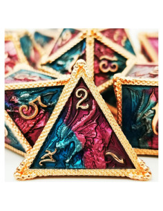 Dados de Metal HAOMEJA Dragón 7 Piezas D&D Temáticos
