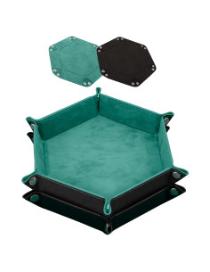 Bandeja de Dados SIQUK Plegable Hexagonal Cian y Negro