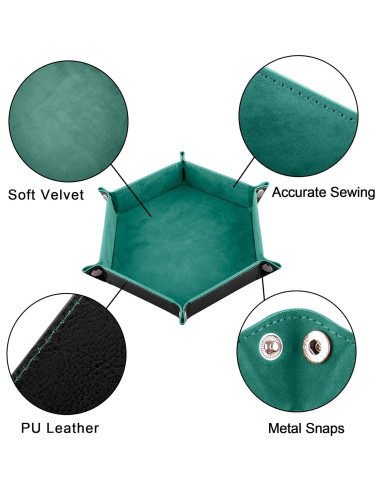 Bandeja de Dados SIQUK Plegable Hexagonal Cian y Negro