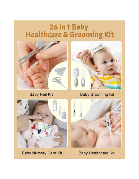 Kit de Cuidado para Bebés Lictin 26 en 1 Eléctrico Gris Kit de Cuidado para Bebés Lictin 26 en 1 Eléctrico Gris