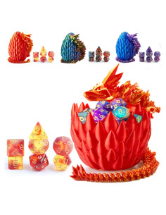 Juego de Dados DND ELEFOCUS + Huevo Dragón 3D + 7 Piezas