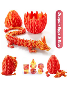 Juego de Dados DND ELEFOCUS + Huevo Dragón 3D + 7 Piezas 2