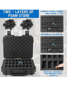 TORIBIO Caja Almacenamiento Miniaturas 48 Ranuras Duro 2