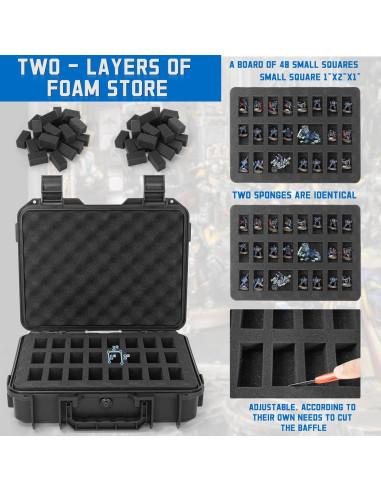 TORIBIO Caja Almacenamiento Miniaturas 48 Ranuras Duro