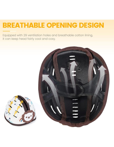 Casco de Seguridad para Bebés Orzbow León Marrón Ajustable