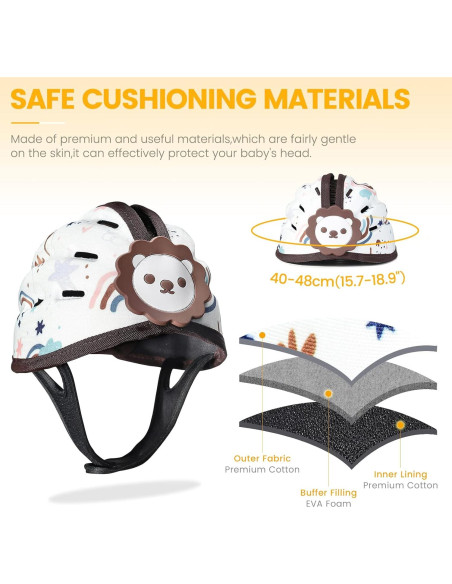 Casco de Seguridad para Bebés Orzbow León Marrón Ajustable