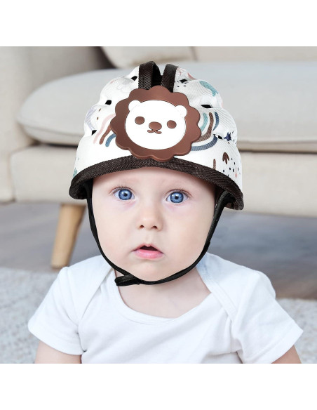 Casco de Seguridad para Bebés Orzbow León Marrón Ajustable
