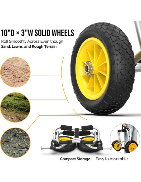 Carro de Kayak Bonnlo Plegable 90.72 kg Ruedas Sólidas
