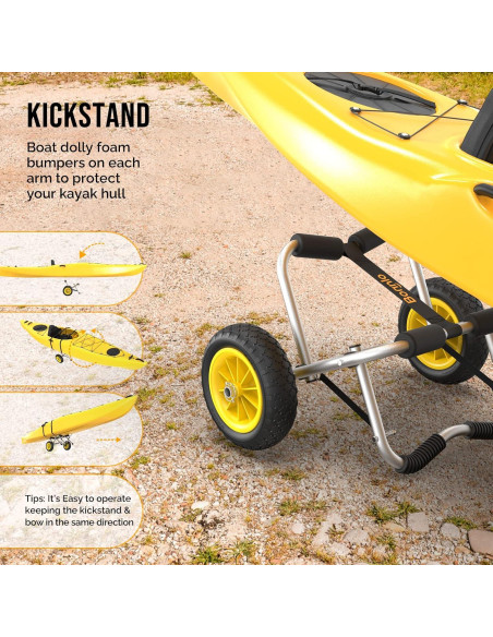 Carro de Kayak Bonnlo Plegable 90.72 kg Ruedas Sólidas