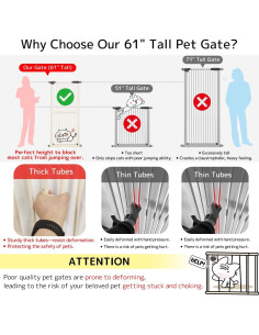 Puerta para Gatos Alta LUMIZONE 97.5-107.5cm Crema 2