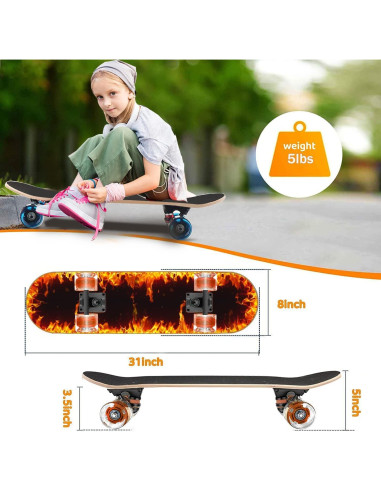 Patineta GIEEU 31" Arce 9 capas Ruedas que Parpadean