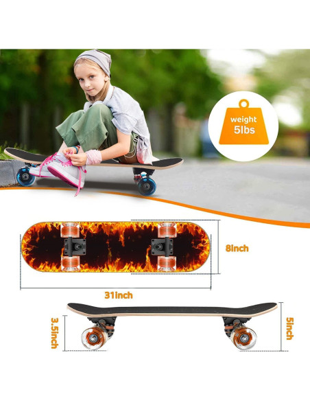 Patineta GIEEU 31" Arce 9 capas Ruedas que Parpadean