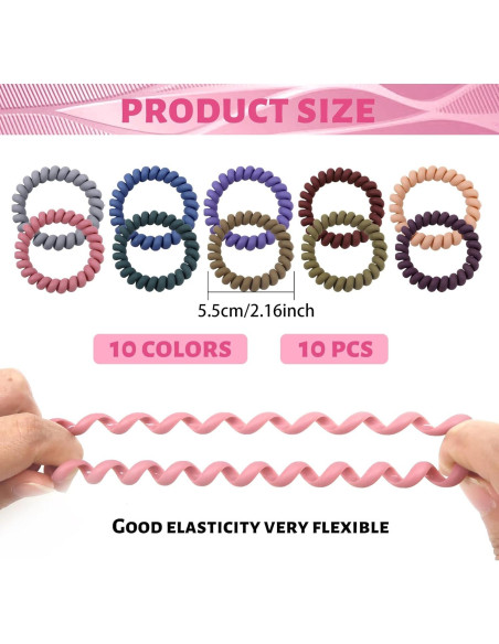 10 Gomas para el Cabello Espirales TUUXI - Sin Daño, Coloridas