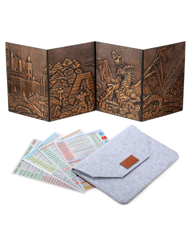 Pantalla DM SC 3D Cuero Sintético Dragón 4 Paneles Cobre