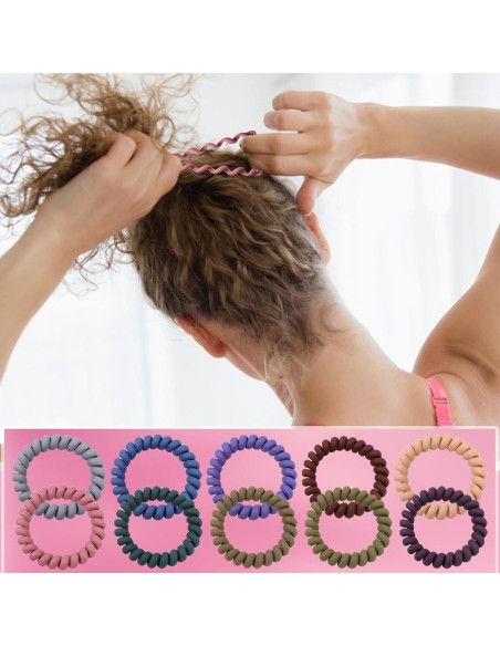 10 Gomas para el Cabello Espirales TUUXI - Sin Daño, Coloridas