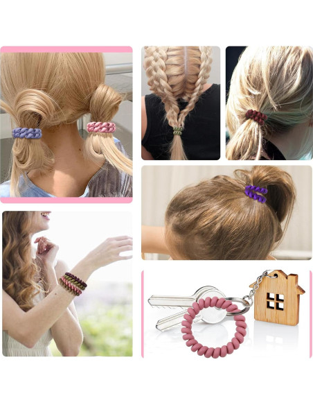 10 Gomas para el Cabello Espirales TUUXI - Sin Daño, Coloridas