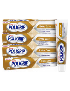 Super Poligrip Crema Adhesiva para Dentaduras Sin Zinc - 4 Tubos