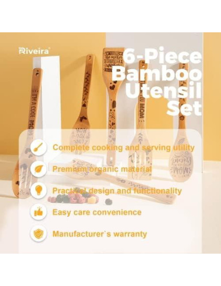 Set de Utensilios de Cocina Riveira 6 Piezas de Bambú Set de Utensilios de Cocina Riveira 6 Piezas de Bambú