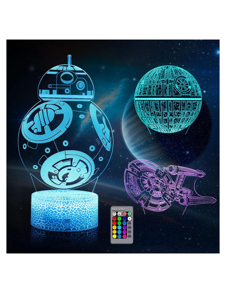 Luz Nocturna 3D ASDK LED 3 Patrones 16 Colores Niños