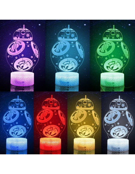 Luz Nocturna 3D ASDK LED 3 Patrones 16 Colores Niños