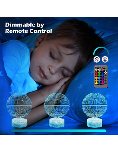 Luz Nocturna 3D ASDK LED 3 Patrones 16 Colores Niños