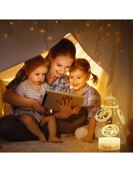 Luz Nocturna 3D ASDK LED 3 Patrones 16 Colores Niños