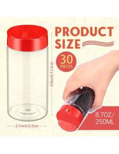 30 Tarros de Plástico para Especias Uiifan 250 ml con Tapa Abatible 2